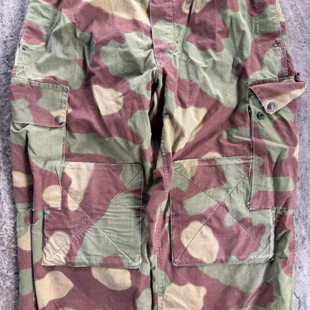 Vtg WWII Italian Camo Pants Military 34-38x31 Adjustable Telo Mimetico Frog Skin
